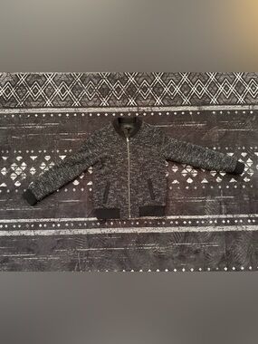 J. Crew Black and White Textured Zip Jacket